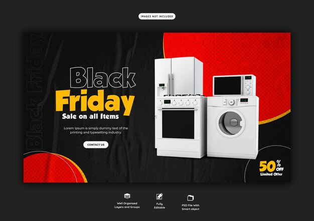 Plantilla de banner web de super rebajas de Black Friday