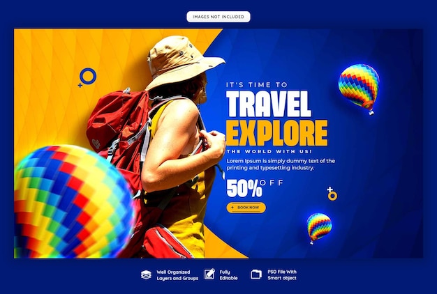 PSD gratuito plantilla de banner web de viajes y turismo