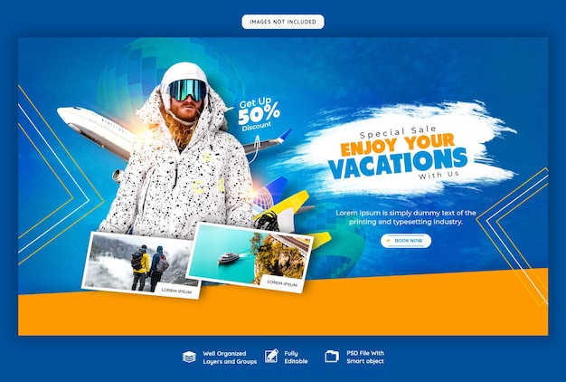 PSD gratuito plantilla de banner web de viajes y turismo
