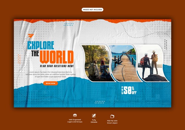 Plantilla de banner web de viajes y turismo