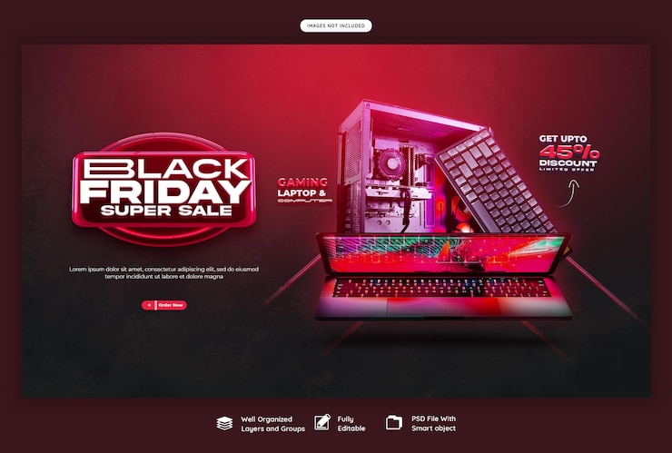 PSD gratuito plantilla de banner web del viernes negro de la súper venta