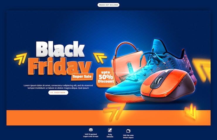 PSD gratuito plantilla de banner web del viernes negro de la súper venta