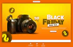 PSD gratuito plantilla de banner web del viernes negro de la súper venta