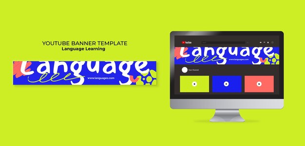 Plantilla de banner de youtube de aprendizaje de idiomas