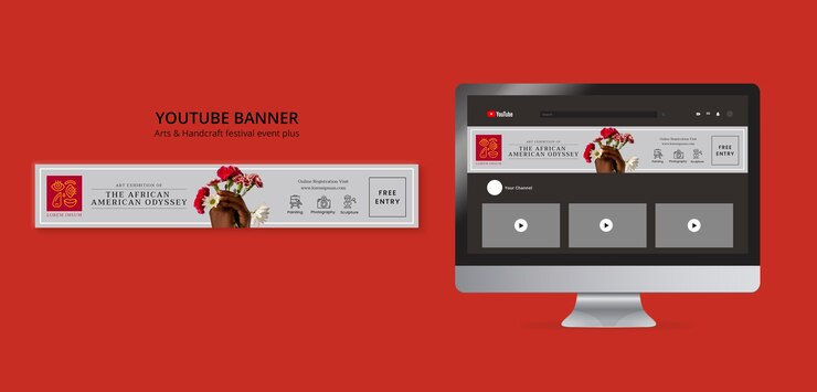 PSD gratuito plantilla de banner de youtube de artes y artesanías