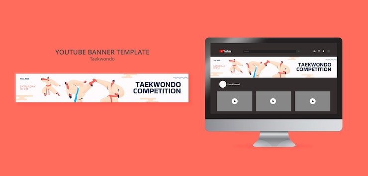 PSD gratuito plantilla de banner de youtube de artes marciales de tawkwondo tradicional