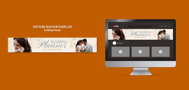 Plantilla de banner de youtube de boda floral