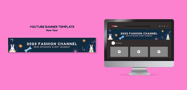 PSD gratuito plantilla de banner de youtube de celebración de año nuevo