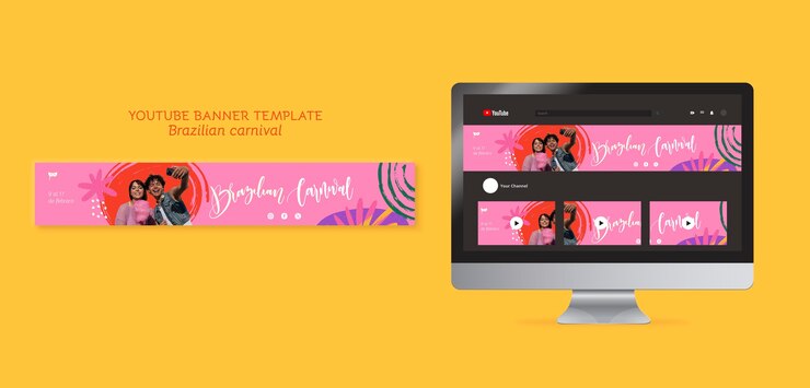 PSD gratuito plantilla de banner de youtube para la celebración del carnaval brasileño