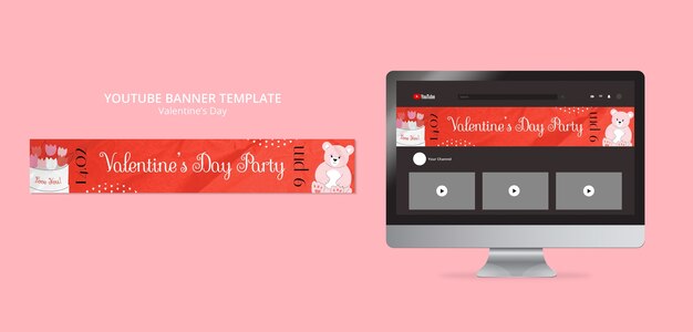 PSD gratuito plantilla de banner de youtube de celebración del día de san valentín