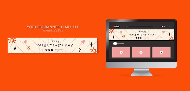 PSD gratuito plantilla de banner de youtube de celebración del día de san valentín