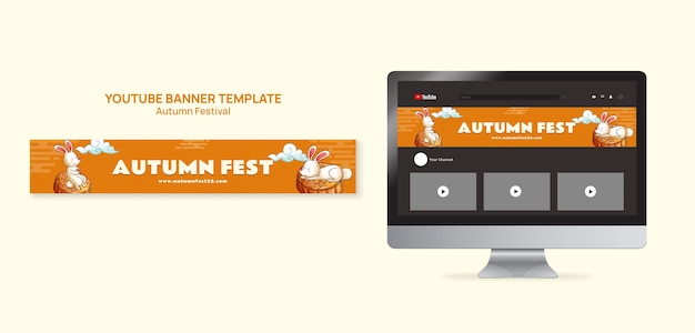 PSD gratuito plantilla de banner de youtube de celebración del festival de otoño