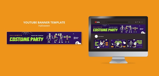 PSD gratuito plantilla de banner de youtube de celebración de halloween