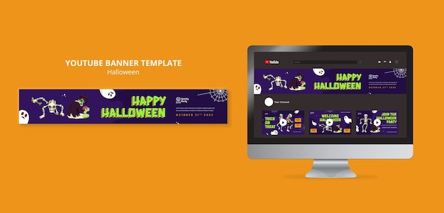 PSD gratuito plantilla de banner de youtube de celebración de halloween