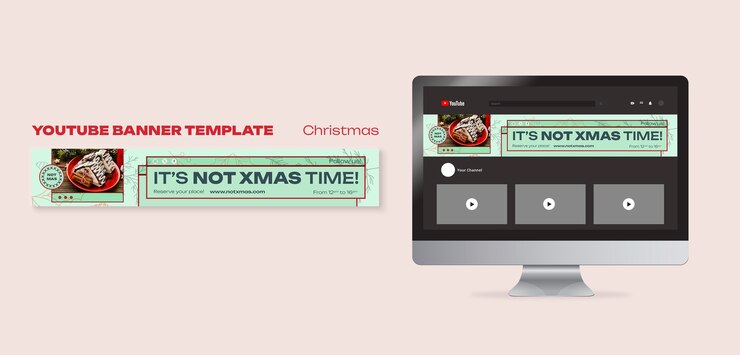 PSD gratuito plantilla de banner de youtube de celebración navideña