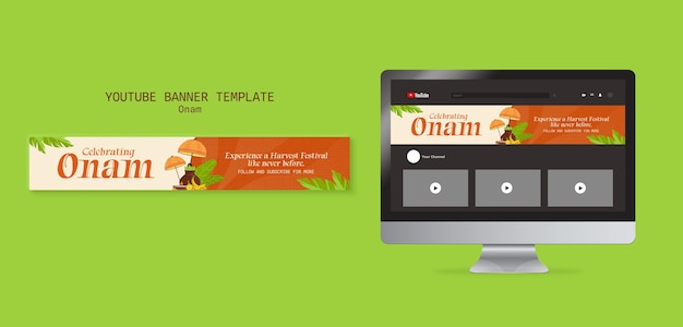 Plantilla de banner de youtube para celebración de onam