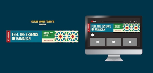 PSD gratuito plantilla de banner de youtube de celebración de ramadán