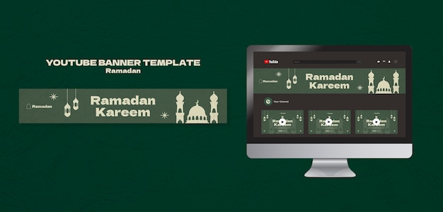 PSD gratuito plantilla de banner de youtube de celebración de ramadán