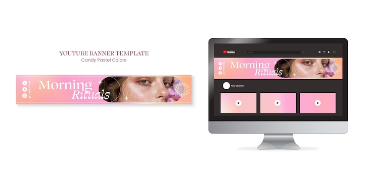 PSD gratuito plantilla de banner de youtube de colores pastel de caramelo