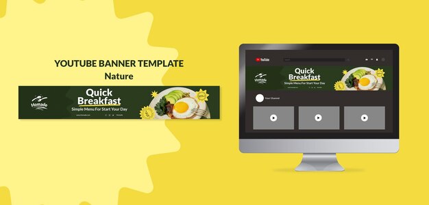 Plantilla de banner de youtube de comida natural