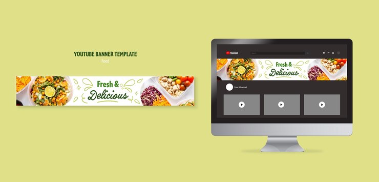 PSD gratuito plantilla de banner de youtube de comida saludable