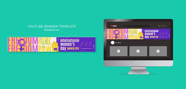 Plantilla de banner de youtube del día de la mujer