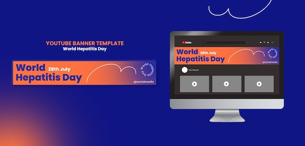 PSD gratuito plantilla de banner de youtube del día mundial de la hepatitis