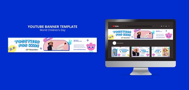 plantilla de banner de youtube para el día mundial de la infancia