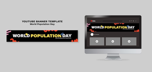 PSD gratuito plantilla de banner de youtube del día mundial de la población