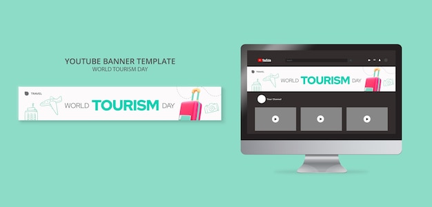 Plantilla de banner de youtube del día mundial del turismo