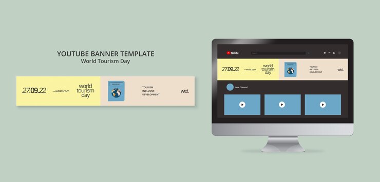 PSD gratuito plantilla de banner de youtube del día mundial del turismo