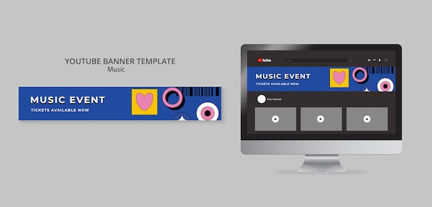 Plantilla de banner de youtube de evento de música retro