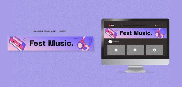 PSD gratuito plantilla de banner de youtube de festival de música