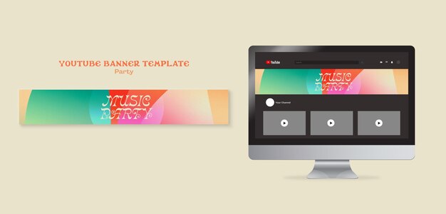 Plantilla de banner de youtube de fiesta de música degradada
