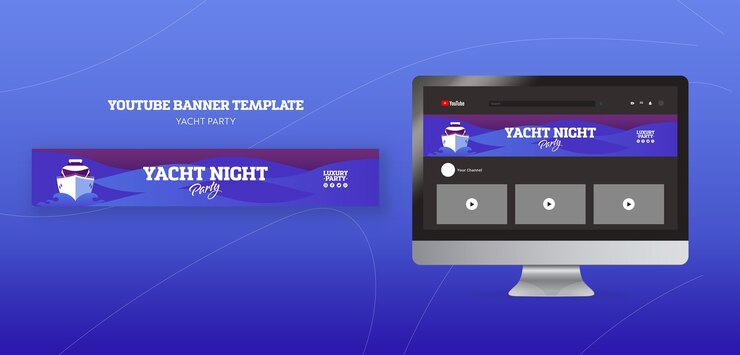 PSD gratuito plantilla de banner de youtube de fiesta en yate