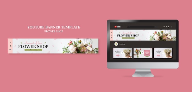 PSD gratuito plantilla de banner de youtube de floristería