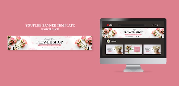 PSD gratuito plantilla de banner de youtube de floristería