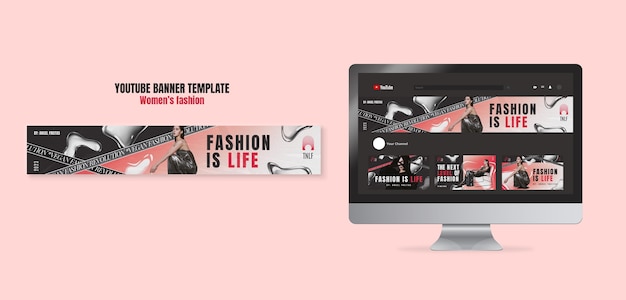 PSD gratuito plantilla de banner de youtube de moda femenina