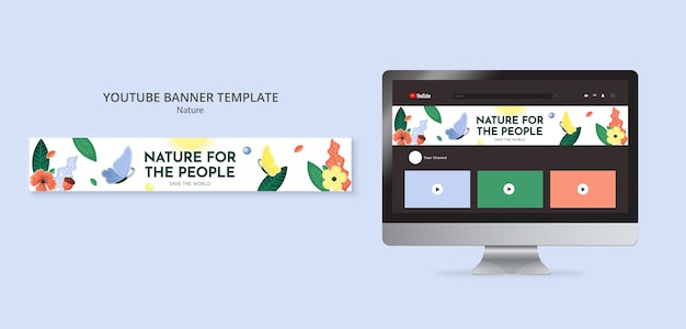 Plantilla de banner de youtube de naturaleza de rescate dibujada a mano