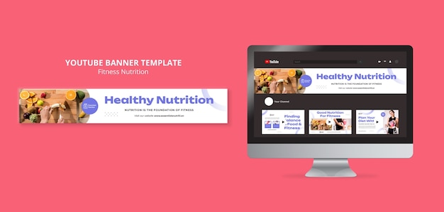 Plantilla de banner de youtube de nutrición física