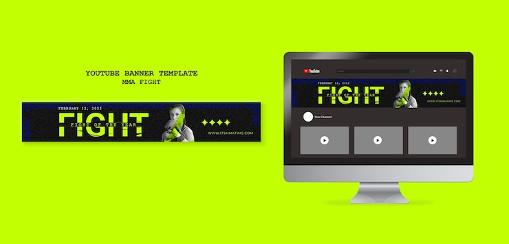 PSD gratuito plantilla de banner de youtube para peleas de box mma
