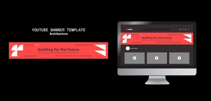 PSD gratuito plantilla de banner de youtube de proyecto de arquitectura