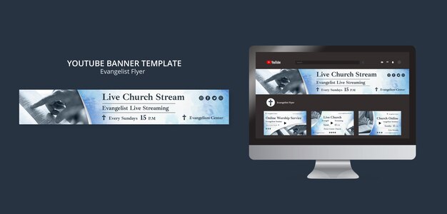 Plantilla de banner de youtube de religión y espiritualidad evangelista