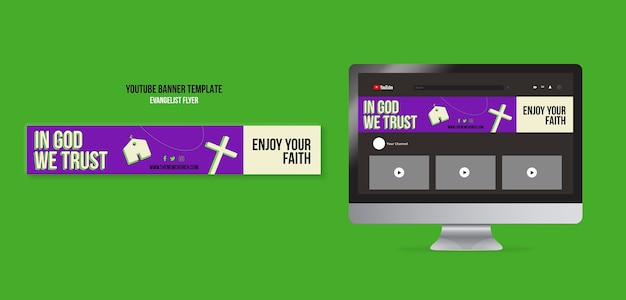 PSD gratuito plantilla de banner de youtube de religión y espiritualidad evangelista