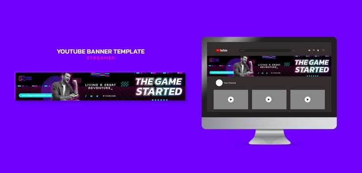 PSD gratuito plantilla de banner de youtube de serpentina