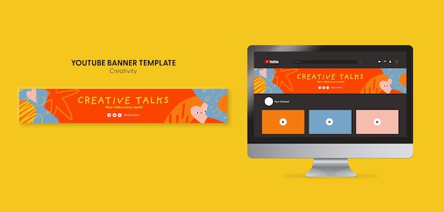 Plantilla de banner de youtube de taller de charlas creativas