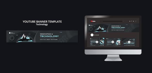 Plantilla de banner de youtube de tecnología para realidad virtual