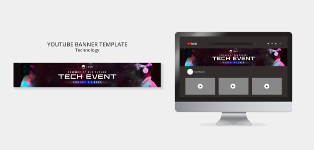 Plantilla de banner de youtube para tecnología de realidad virtual