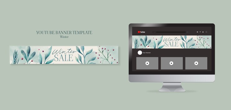 PSD gratuito plantilla de banner de youtube de temporada de invierno