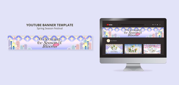 PSD gratuito plantilla de banner de youtube de temporada de primavera